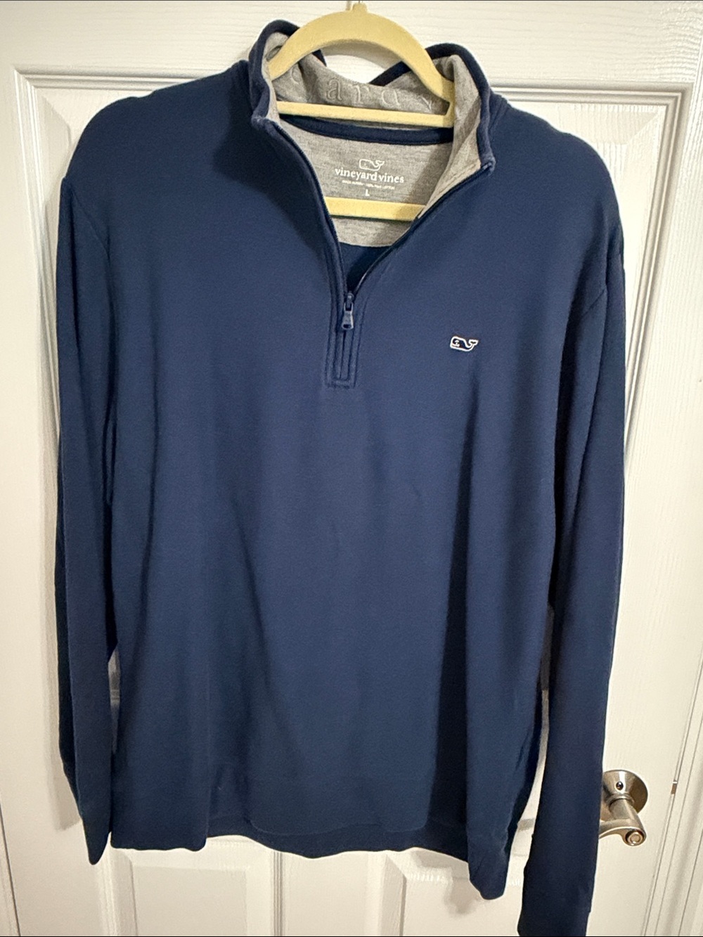 Vineyard Vines Navy Half-Zip Pullover with Gray Trim